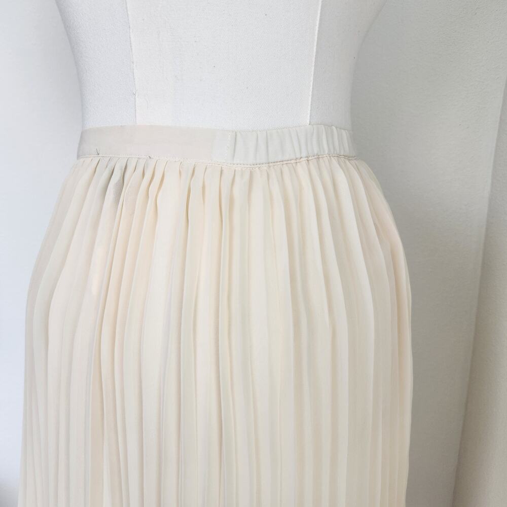 Vintage Y2K Cream Pleated Midi Skirt Mid Rise Elastic Waist NY Collection M - Picture 7 of 9
